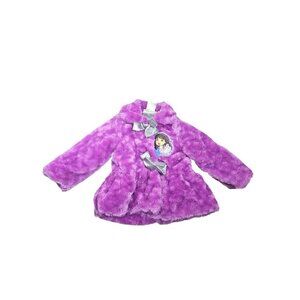Y2K 2000s Dora The Explorer Purple Faux Fur Jacket